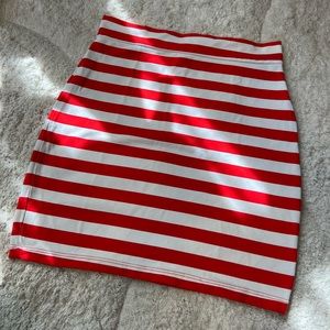 Super cute Bebe red and white striped skirt!
